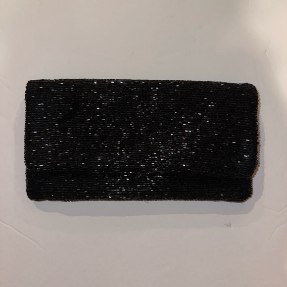 Moyna Classic Beaded Black Clutch Handbad Purse NWOT Must Have Staple - Picture 2 of 4